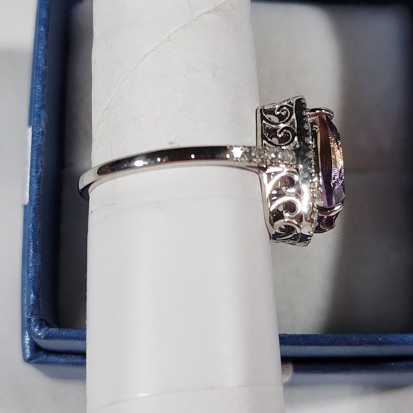 Premium Ametrine & Natural White Zircon Halo ring in Platinum over 925SS 6.15cts - Picture 5 of 6